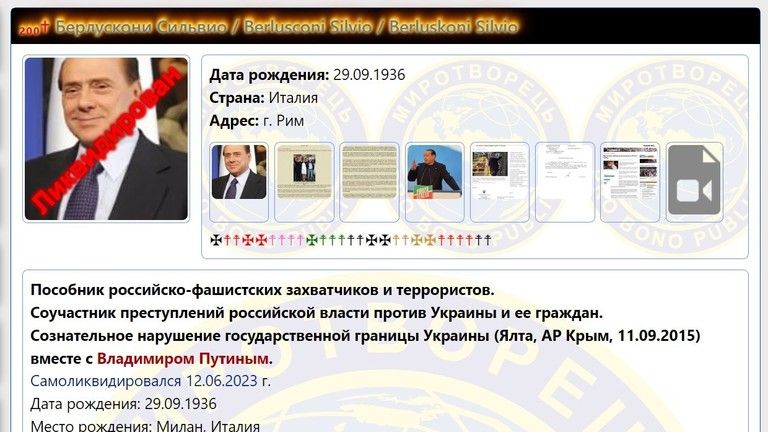 Ukrajinský štátom podporovaný „čierny zoznam ľudí na fyzické odstránenie“ oslavuje Berlusconiho smrť